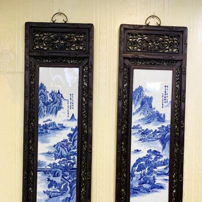 Tranh Sứ Sơn Thủy men chàm